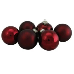 Northlight 6ct Burgundy Red 2-Finish Glass Ball Christmas Ornaments 3.25" (80mm) 7 Northlight 6ct Burgundy Red 2-Finish Glass Ball Christmas Ornaments 3.25" (80mm) -Christmas Decoration Store northlight wy00754 3 55210.1665580317