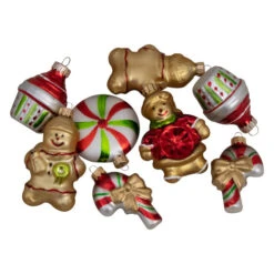 Northlight Pack Of 8 Gold And Red Gingerbread Men With Sweet Treats Christmas Ornaments 3" -Christmas Decoration Store northlight wy04147 3 72257.1600305325