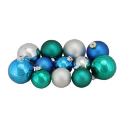Northlight 96ct Blue And Silver 2-Finish Glass Christmas Ball Ornaments 3.25" (80mm)