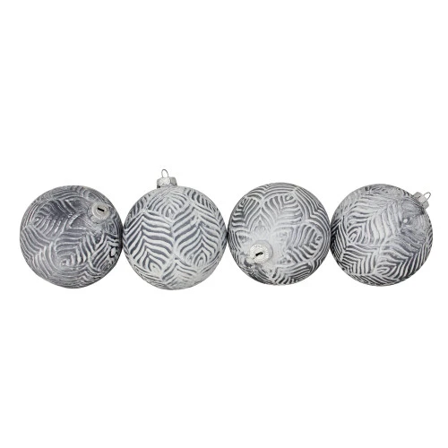 Northlight 4ct Silver And White Antique Style Glass Christmas Ball Ornaments 4" (100mm) 3 Northlight 4ct Silver And White Antique Style Glass Christmas Ball Ornaments 4" (100mm)