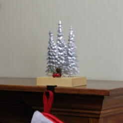 Northlight 8.5" Silver And Red Wooden Christmas Trees Stocking Holder -Christmas Decoration Store northlight wy15241 3 37917.1587643979