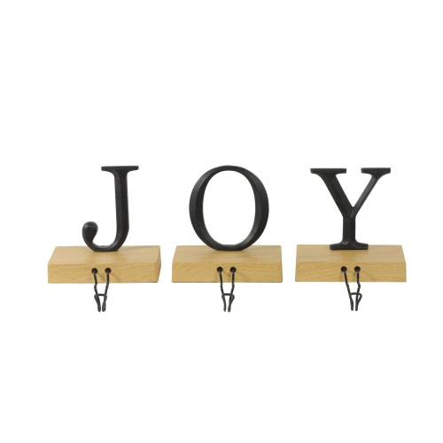 Northlight Set Of 3 Metal And Wood “JOY” Weighted Christmas Stocking Holder 6“ 3 Northlight Set Of 3 Metal And Wood “JOY” Weighted Christmas Stocking Holder 6“