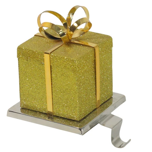 Northlight 5.5" Glitter Gold And Silver Gift Box Metal Christmas Stocking Holder 3 Northlight 5.5" Glitter Gold And Silver Gift Box Metal Christmas Stocking Holder