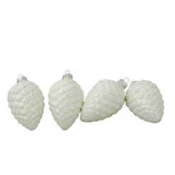 Northlight 4ct White And Silver Matte Pine Cone Glass Christmas Ornaments 3" -Christmas Decoration Store northlight wy27611 3 97465.1600478512