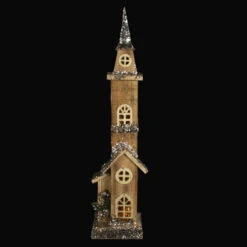 Northlight 23.5" LED Lighted Natural Wood Church With Tower Christmas Decoration -Christmas Decoration Store northlight y02940 on20black 91726.1680607689