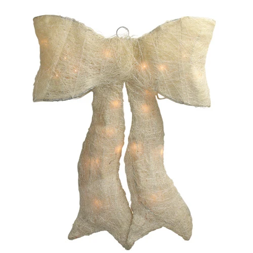 Northlight 18" Sparkling Cream Lighted Bow Christmas Outdoor Decoration 4 Northlight 18" Sparkling Cream Lighted Bow Christmas Outdoor Decoration - Image 2