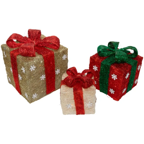 Northlight Set Of 3 Lighted Red And Gold Gift Boxes Christmas Outdoor Decorations 10" 7 Northlight Set Of 3 Lighted Red And Gold Gift Boxes Christmas Outdoor Decorations 10" - Image 5