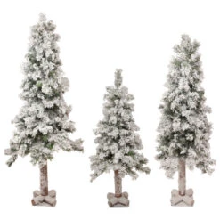 Northlight Set Of 3 Slim Flocked Alpine Artificial Christmas Trees 5' - Unlit