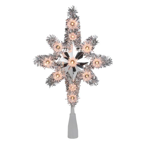 Northlight 11" Silver Lighted Tinsel Star Of Bethlehem Christmas Tree Topper - Clear Lights 3 Northlight 11" Silver Lighted Tinsel Star Of Bethlehem Christmas Tree Topper - Clear Lights