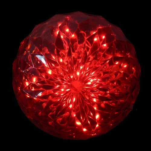 Northlight 6" LED Lighted Red Crystal Sphere Outdoor Christmas Decoration 5 Northlight 6" LED Lighted Red Crystal Sphere Outdoor Christmas Decoration - Image 3
