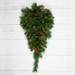 Northlight 30" Pre-Lit Dakota Red Pine Artificial Christmas Teardrop Swag, Clear AlwaysLit Lights -Christmas Decoration Store northlight z99413 woodfloors 12809.1692025707