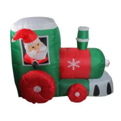 Northlight 4.5' Inflatable Santa On Locomotive Train Lighted Outdoor Christmas Decoration