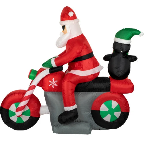 Northlight 5' Inflatable Lighted Santa And Penguin On Motorcycle Outdoor Christmas Decoration 5 Northlight 5' Inflatable Lighted Santa And Penguin On Motorcycle Outdoor Christmas Decoration - Image 3