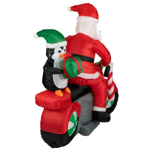 Northlight 5' Inflatable Lighted Santa And Penguin On Motorcycle Outdoor Christmas Decoration 6 Northlight 5' Inflatable Lighted Santa And Penguin On Motorcycle Outdoor Christmas Decoration - Image 4