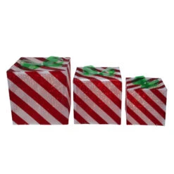 Northlight Set Of 3 Red And White Striped Gift Box Outdoor Christmas Decor -Christmas Decoration Store northlight zg15692 29619.1665087795