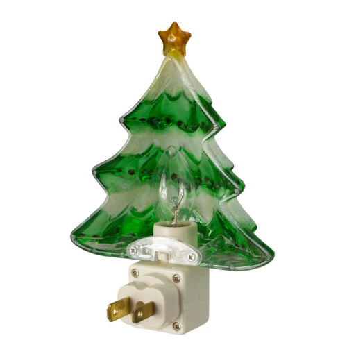 Northlight 5.5" Green And White Beaded Frosted Christmas Tree Night Light 5 Northlight 5.5" Green And White Beaded Frosted Christmas Tree Night Light - Image 3