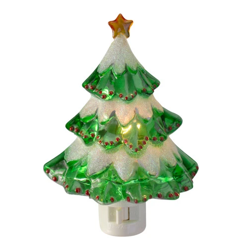 Northlight 5.5" Green And White Beaded Frosted Christmas Tree Night Light 3 Northlight 5.5" Green And White Beaded Frosted Christmas Tree Night Light