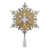 Northlight 13.5" Lighted Gold And Silver 3 Layer Snowflake Christmas Tree Topper - Clear Lights -Christmas Decoration Store northlightct 74 824 107 73104.1665611044