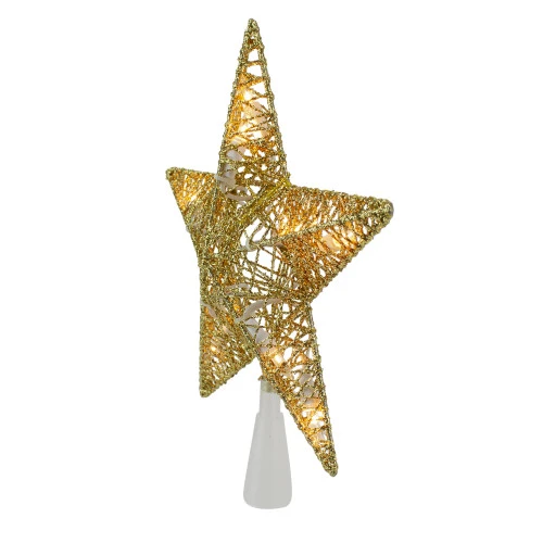 Northlight 9.5" Lighted 5 Point Gold Wire Star Christmas Tree Topper - Clear Lights 4 Northlight 9.5" Lighted 5 Point Gold Wire Star Christmas Tree Topper - Clear Lights - Image 2