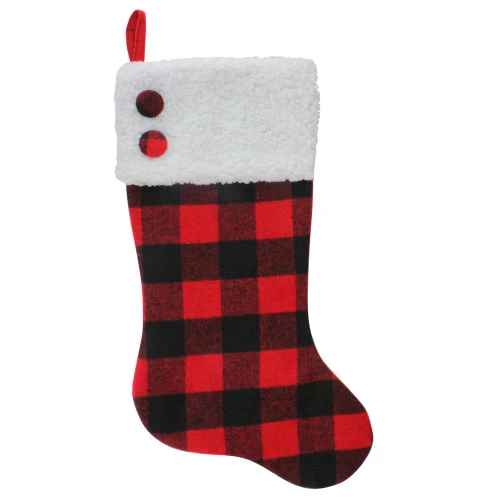 Northlight 23" Black And Red Rustic Buffalo Plaid Christmas Stocking 3 Northlight 23" Black And Red Rustic Buffalo Plaid Christmas Stocking