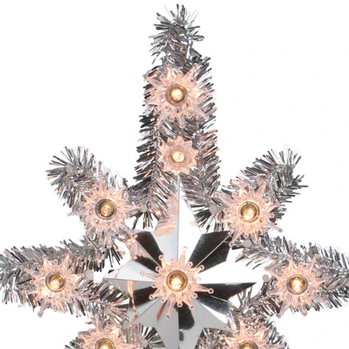 Northlight 11" Silver Lighted Tinsel Star Of Bethlehem Christmas Tree Topper - Clear Lights 5 Northlight 11" Silver Lighted Tinsel Star Of Bethlehem Christmas Tree Topper - Clear Lights - Image 3