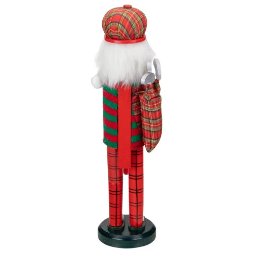 14" Red And Green Plaid Wooden Golfer Christmas Nutcracker 7 14" Red And Green Plaid Wooden Golfer Christmas Nutcracker - Image 5