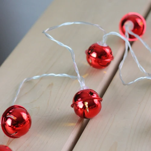 Northlight 8 Battery Operated Red LED Jingle Bell Christmas Lights - Clear Wire 4 Northlight 8 Battery Operated Red LED Jingle Bell Christmas Lights - Clear Wire - Image 2