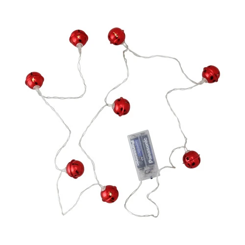 Northlight 8 Battery Operated Red LED Jingle Bell Christmas Lights - Clear Wire 3 Northlight 8 Battery Operated Red LED Jingle Bell Christmas Lights - Clear Wire
