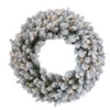 Christmas Central Pre-Lit Snowy Iceland Fir Artificial Christmas Wreath, 24-Inch, Warm White Lights -Christmas Decoration Store peil2 300 24wb1 01 19930.1587645165