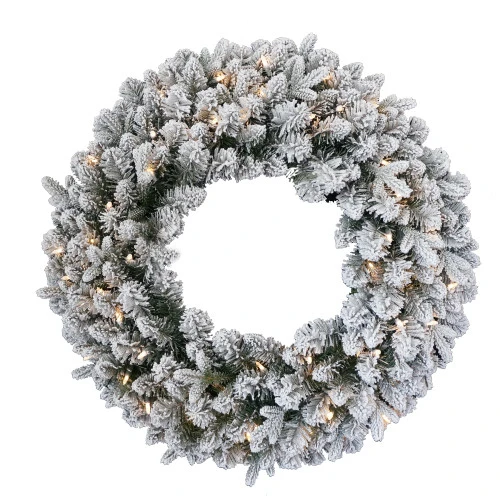 Christmas Central Pre-Lit Snowy Iceland Fir Artificial Christmas Wreath, 24-Inch, Warm White Lights 3 Christmas Central Pre-Lit Snowy Iceland Fir Artificial Christmas Wreath, 24-Inch, Warm White Lights