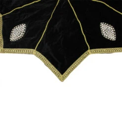 54" Gold And Black Trimmed Jeweled Christmas Tree Skirt