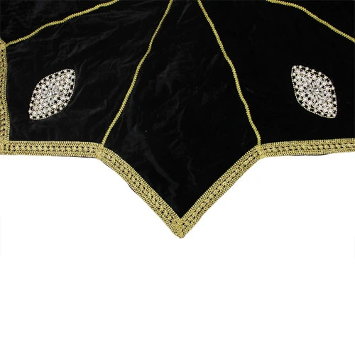 54" Gold And Black Trimmed Jeweled Christmas Tree Skirt 3 54" Gold And Black Trimmed Jeweled Christmas Tree Skirt