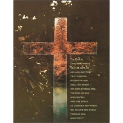 13.5" Orange And Green Cross Bible Verse Wall Plaque