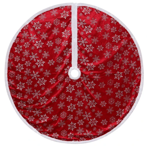 48" Red And White Snowflake Tree Skirt With Piping Trim Christmas Decor 3 48" Red And White Snowflake Tree Skirt With Piping Trim Christmas Decor