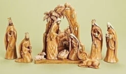 Roman 9-Piece Gold Carved Inspirational Religious Nativity Scene Christmas Tabletop Decor 12"