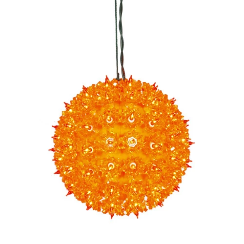 7.5" Orange Lighted Hanging Sphere Christmas Decor 3 7.5" Orange Lighted Hanging Sphere Christmas Decor