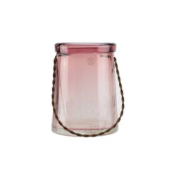 Northlight 13.5" Transparent Mauve Tapered Hand-Blown Glass Hurricane Candle Holder With Handle