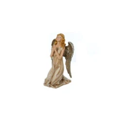 Kurt Adler 8.75" Brown And Beige Glittered Angel Christmas Tabletop Figurine
