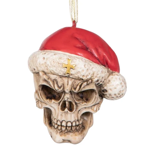 2.5" Red, White, And Brown Holiday Collections Creepy Skull Santa Hanging Ornament 3 2.5" Red, White, And Brown Holiday Collections Creepy Skull Santa Hanging Ornament