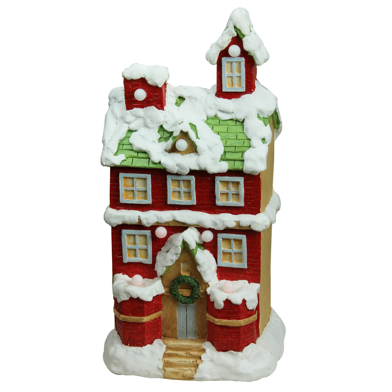 Northlight 21.25" Pre-Lit Red And White LED Snow Covered 2 Storey House Musical Christmas Tabletop Decor 3 Northlight 21.25" Pre-Lit Red And White LED Snow Covered 2 Storey House Musical Christmas Tabletop Decor