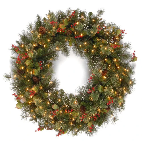 Christmas Central 48" Wintry Pine(R) Wreath With Clear Lights 3 Christmas Central 48" Wintry Pine(R) Wreath With Clear Lights