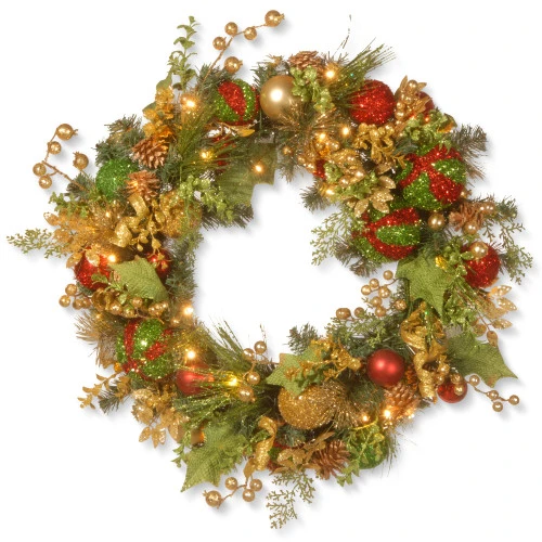 Christmas Central Pre-Lit Decorated Artificial Christmas Wreath, 30-Inch, LED Lights 3 Christmas Central Pre-Lit Decorated Artificial Christmas Wreath, 30-Inch, LED Lights
