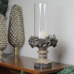 13" Rustic Acorn And Pinecone Tree Pillar Candle Holder With Glass Case 7 13" Rustic Acorn And Pinecone Tree Pillar Candle Holder With Glass Case -Christmas Decoration Store raz 3801645 3 56263.1665610434