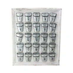 24” White And Gray Rustic Finish Bucket Christmas Advent Calendar