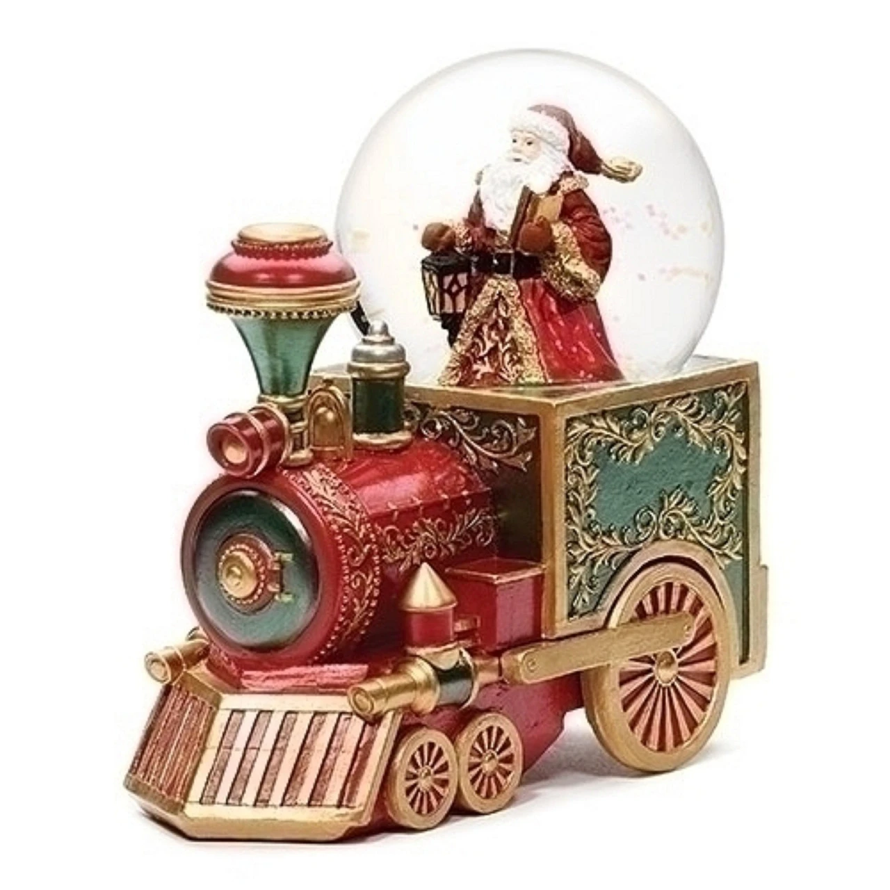 7.5” Musical Santa Red Train Glitter Dome 3 7.5” Musical Santa Red Train Glitter Dome