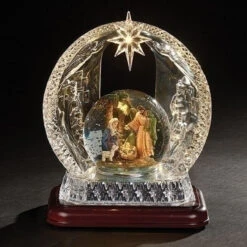 9.25” Musical Arch Nativity Scene In Dome With Lighted Star B/O