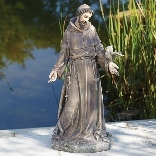 Distressed Finished Saint Francis Of Assisi Nativity Figurine 25" - 33387798 4 Distressed Finished Saint Francis Of Assisi Nativity Figurine 25" - 33387798 - Image 2