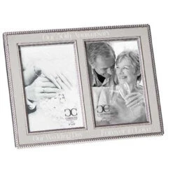 Roman 7.75" Gray And Silver 50th Anniversary Double Photo Frame