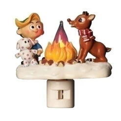 Roman 4.5" Rudolph The Red-Nosed Reindeer Campfire Christmas Night Light