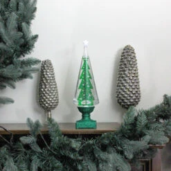 Roman 14" Green Glitter LED Swirl Water Dome With Christmas Tree Table Top Decoration -Christmas Decoration Store roman 130748 styled 75641.1588405831